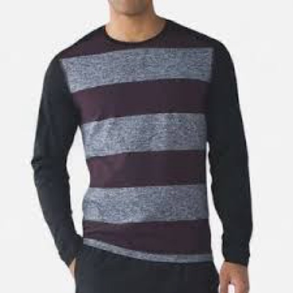 Lululemon Mens Striped Long Sleeve Pullover Athletic Shirt Size large